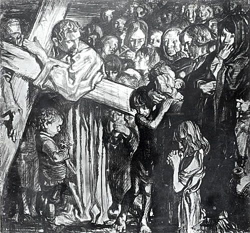 Artist Frank Brangwyn: Jesus Speaks to the Daughters of Jerusalem – Eighth Station, circa 1935