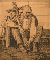 Artist Robert Austin: Man with a Crucifix, 1924